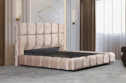 LIT COFFRE BUBBLE VELOURS TAUPE