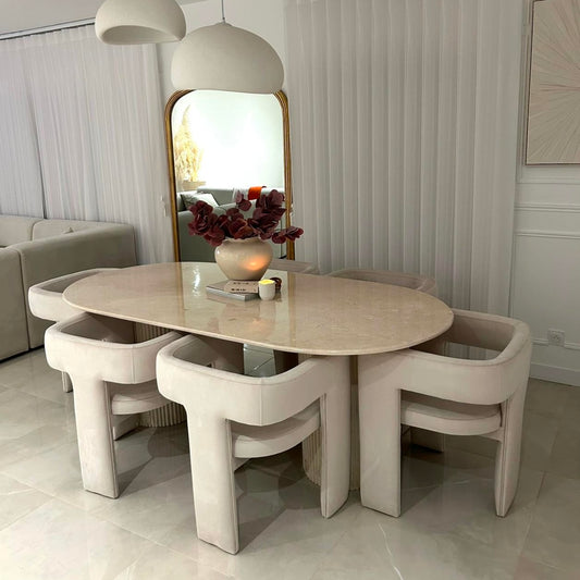 Table à manger oval Marbre créma beige